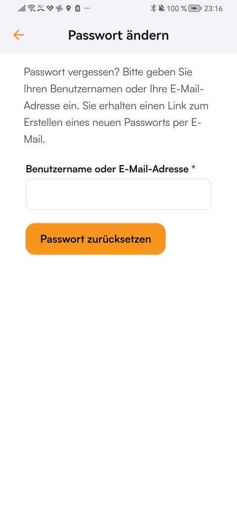 Passwort in der findCar App wiederherstellen