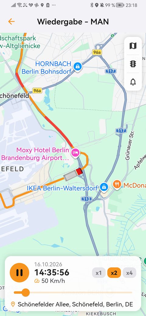 Wiedergabe der Fahrt