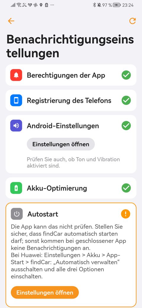 Prüfung der Benachrichtigungseinstellungen des Handys