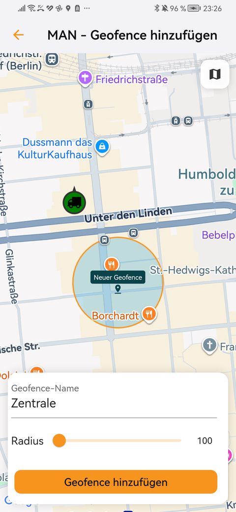 Kreisförmigen Geofence anlegen