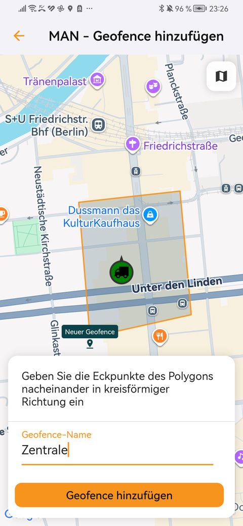 Polygon-Geofence anlegen