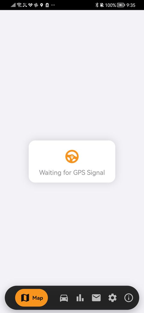 The app waiting for the first GPS signal