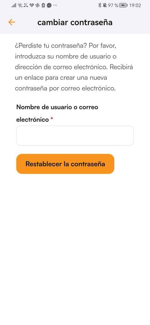 Recuperar la contraseña en la app findCar