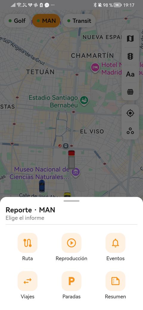 Tipos de informe en la app findCar