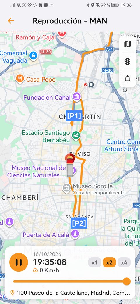 Reproducción del recorrido