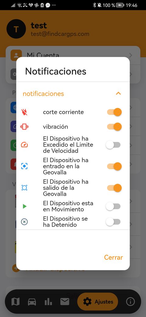 Elegir los avisos en la app findCar