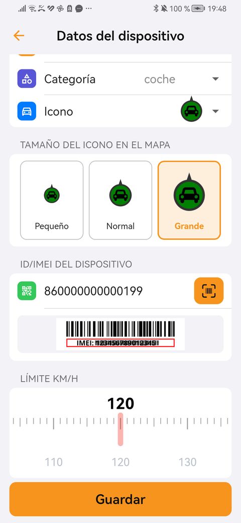 Formulario para añadir un localizador con su IMEI