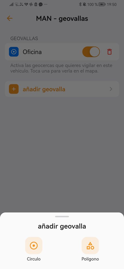 Elegir geovalla de círculo o polígono