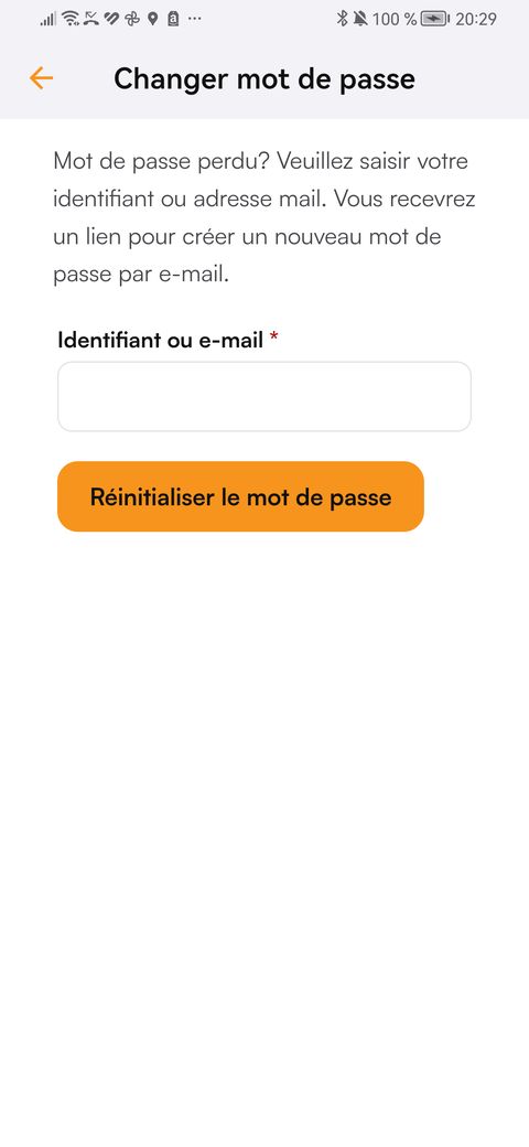 Récupérer le mot de passe dans l’application findCar