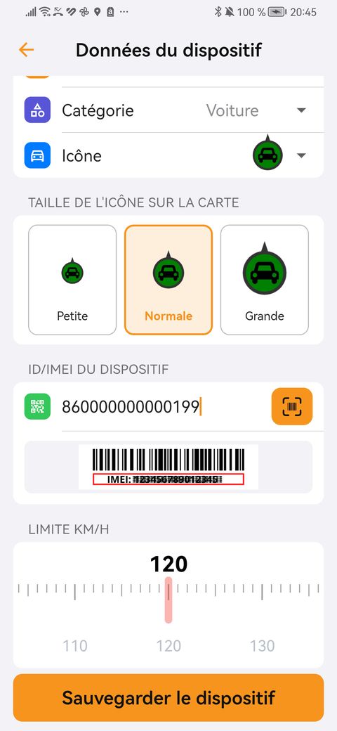 Formulaire pour ajouter un traceur avec son IMEI