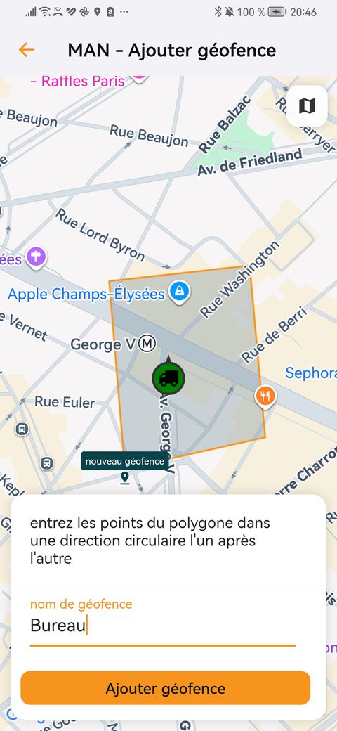 Créer une géofence polygone