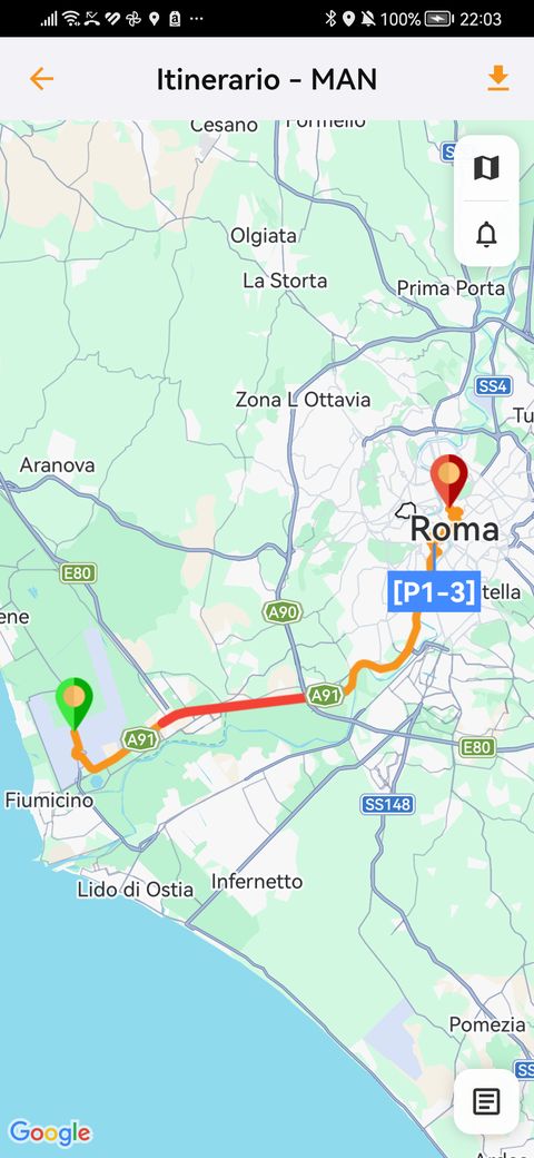 Percorso del veicolo sulla mappa