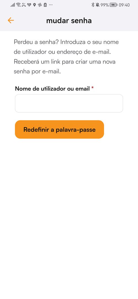 Recuperar a palavra-passe na app findCar