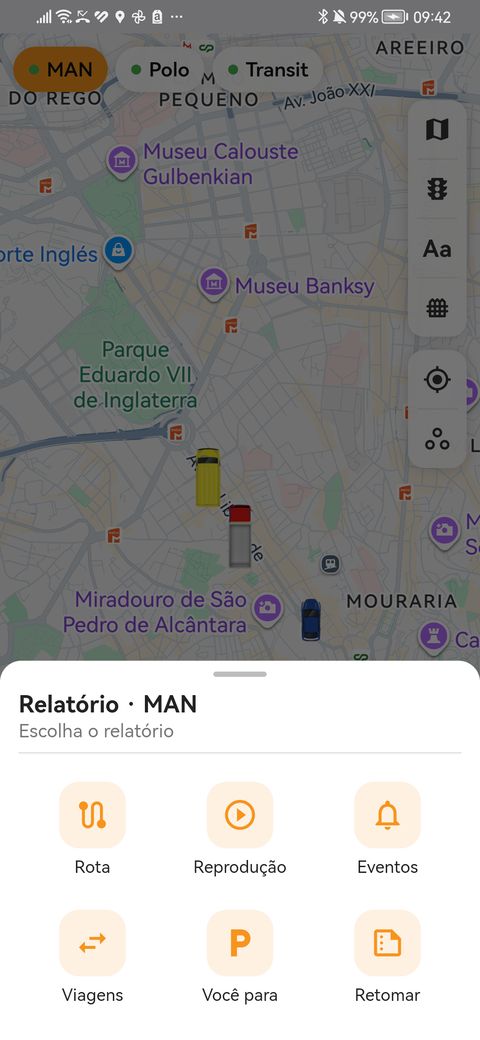 Tipos de relatório na app findCar