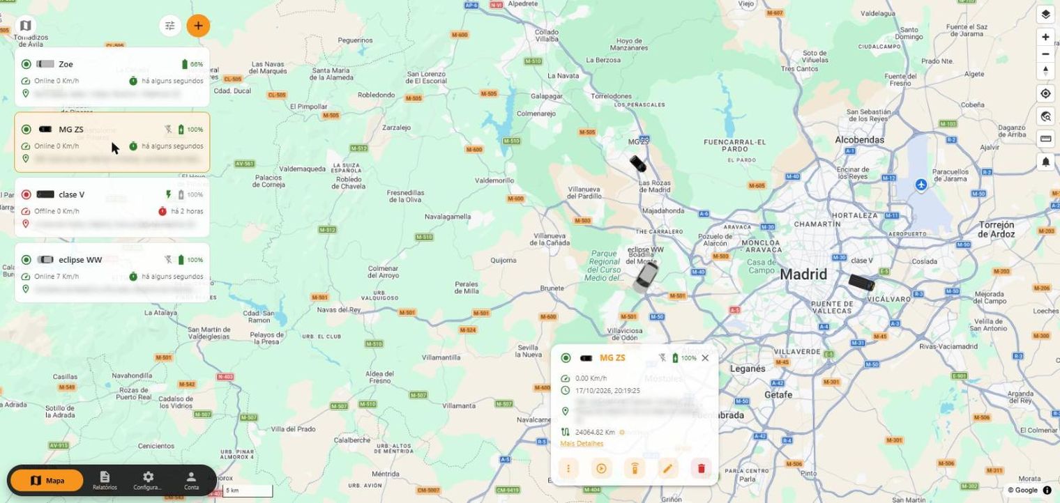Ficha de um veículo na Web App findCar